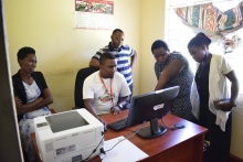 Officers undergoing computer training.